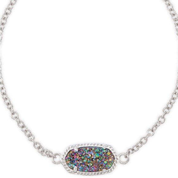 🪩 Kendra Scott Elaina Adjustable Silver Chain Bracelet in Rhodium Multi Drusy - Picture 3 of 5